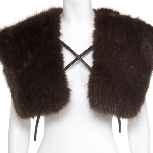 NWT Leon Max | Dark Brown Faux Fur Capelet  - O/S - Picture 1 of 9